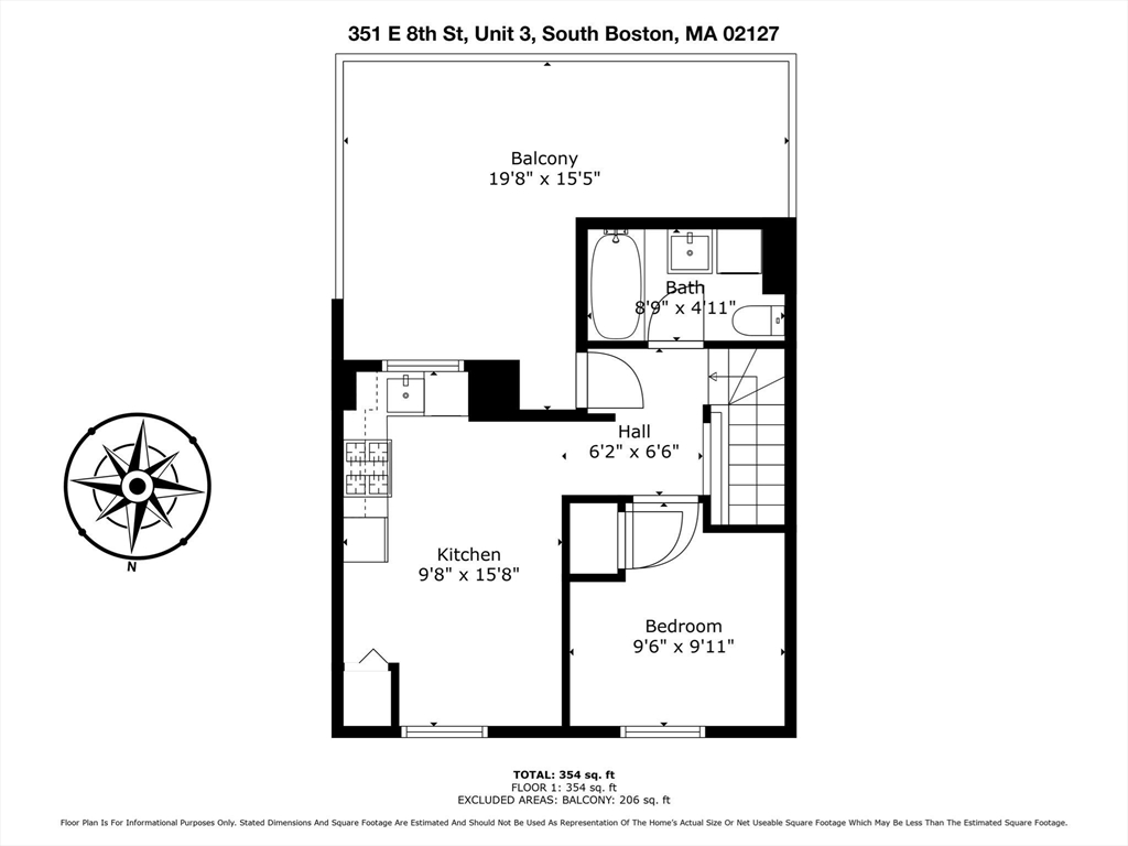 1 bed, 1 bath apartment for rent at 351 8th St Unit 3, South Boston — photo 12 of 15