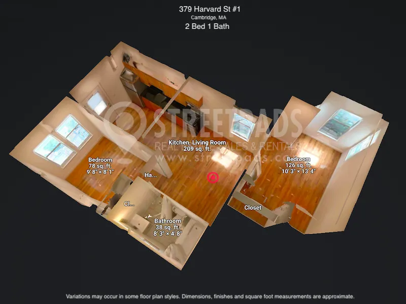 1 bed, 1 bath apartment for rent at 379 Harvard St Unit 1, Mid-Cambridge — photo 1 of 27