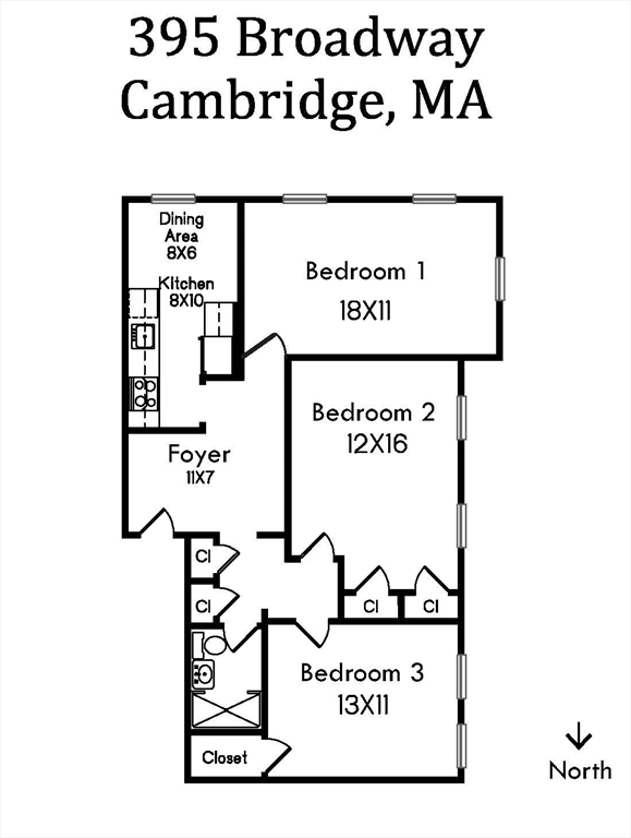 3 bed, 1 bath apartment for rent at 395 Broadway Unit L1B, Mid-Cambridge — photo 9 of 9