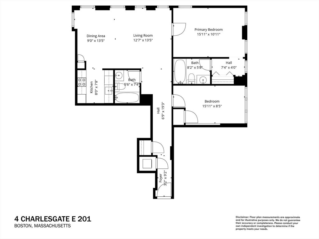 2 bed, 2 bath apartment for rent at 4 Charlesgate E Unit 201, Back Bay — photo 30 of 30