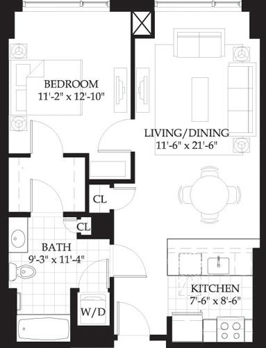 1 bed, 1 bath apartment for rent at 4 Emerson Pl Unit 504, West End — photo 1 of 3
