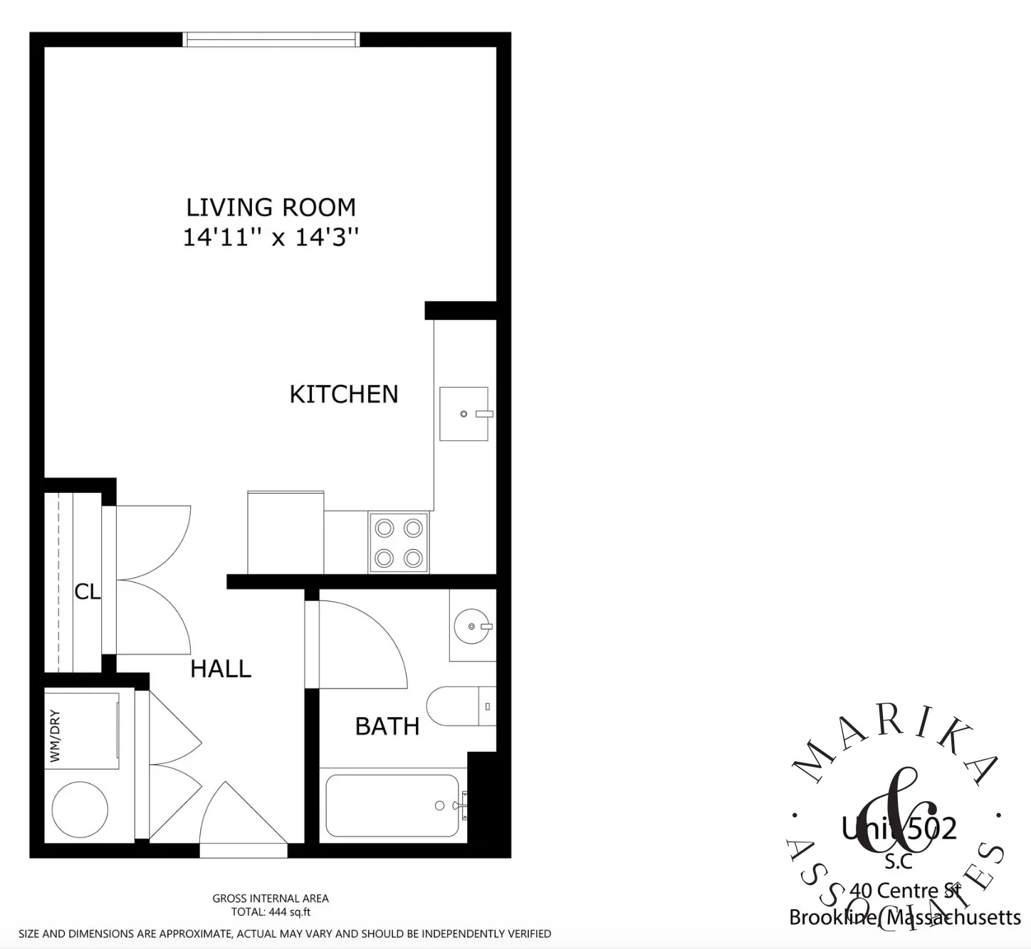 Studio bed, 1 bath apartment for rent at 40 Centre St Unit 502, North Brookline — photo 5 of 7