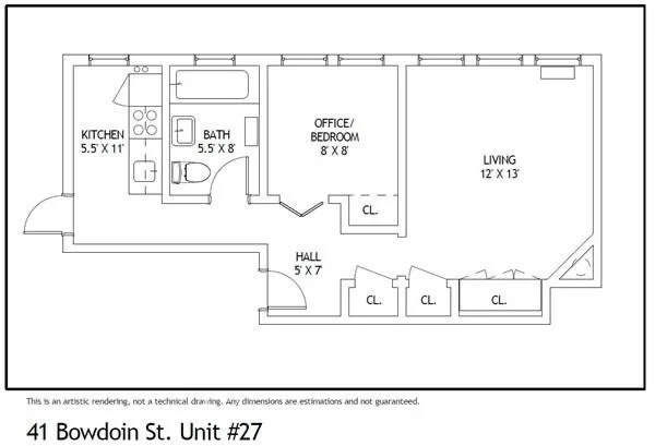 1 bed, 1 bath apartment for rent at 41 Bowdoin St Unit 27, Porter Square — photo 14 of 14