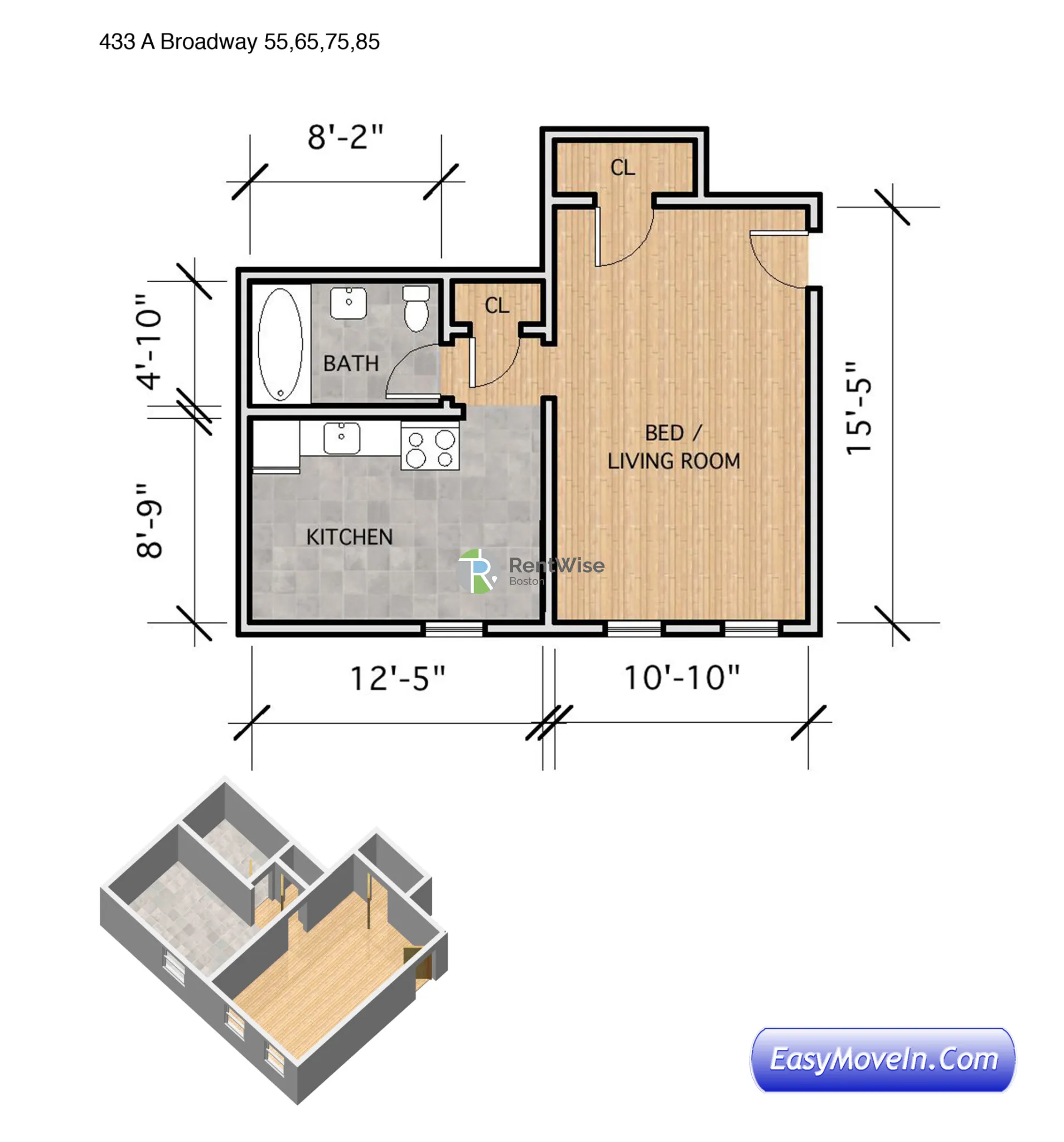 Studio bed, 1 bath apartment for rent at 433A Broadway Unit 56, Winter Hill — photo 12 of 15