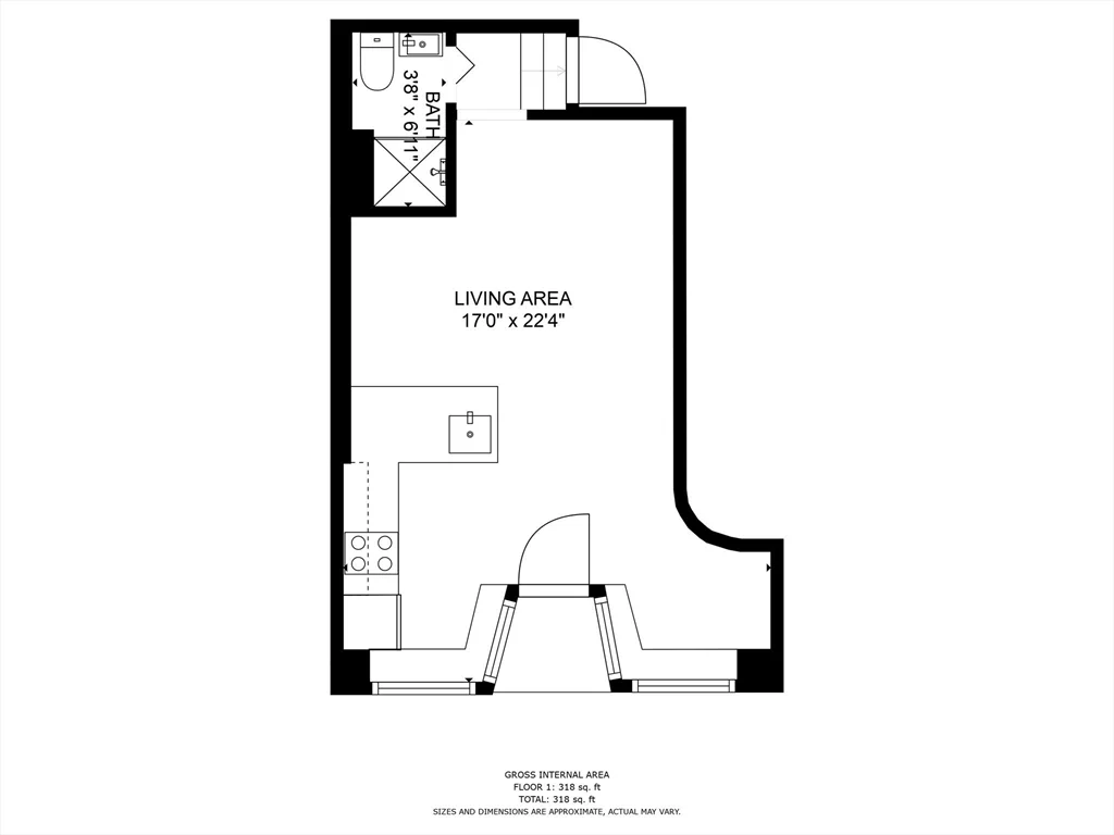 Studio bed, 1 bath apartment for rent at 476 Shawmut Ave Unit 1, South End — photo 8 of 8