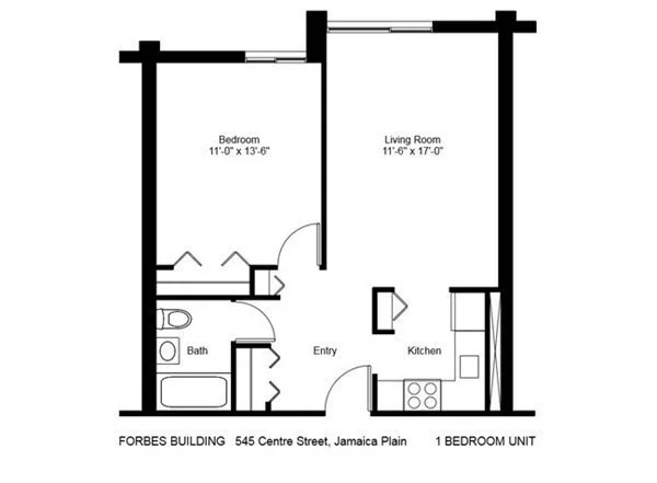 1 bed, 1 bath apartment for rent at 545 Centre Unit 812, Boston — photo 6 of 6