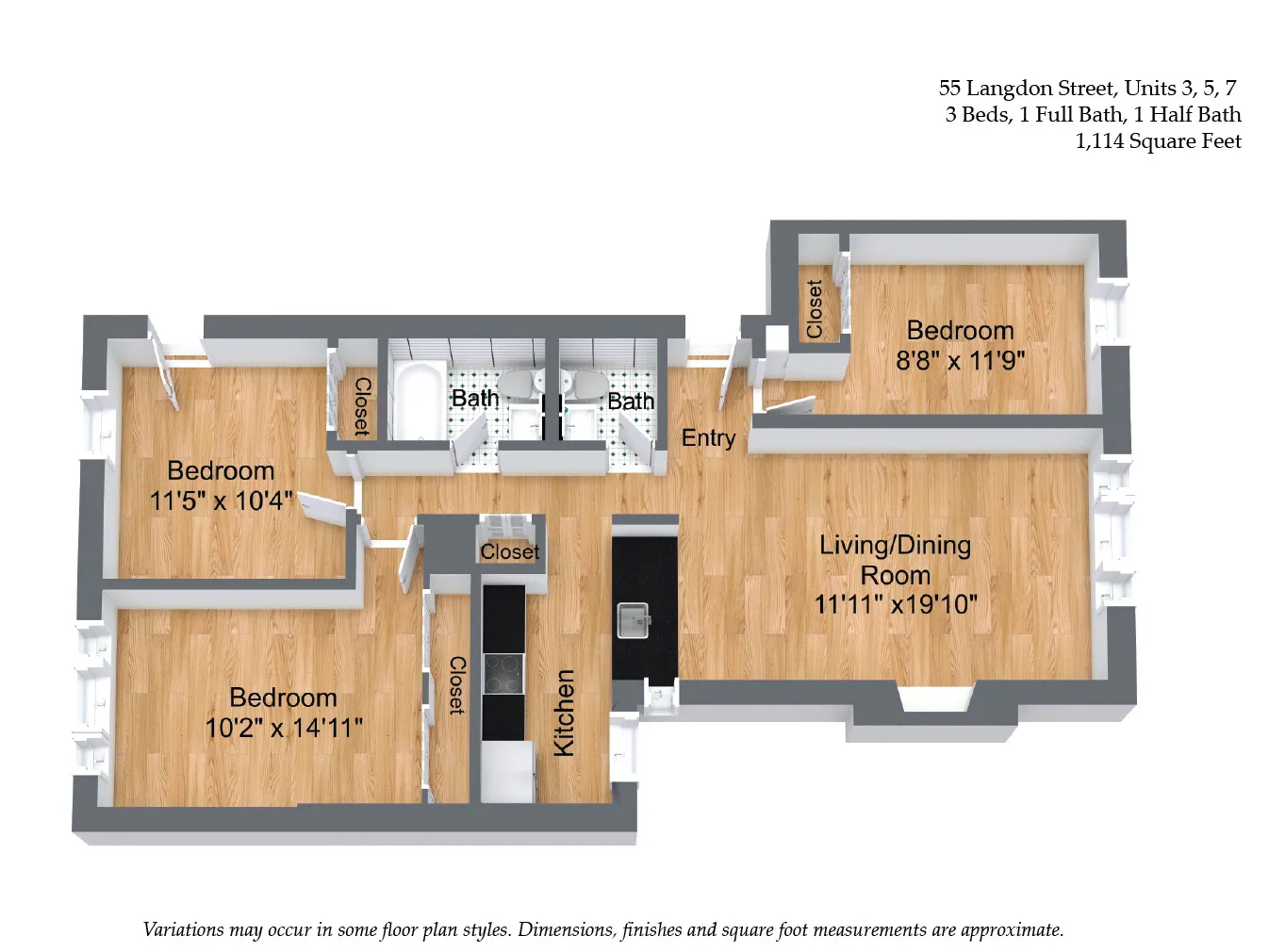 3 bed, 1.5 bath apartment for rent at 55 Langdon St Unit 3, Neighborhood Nine — photo 25 of 29