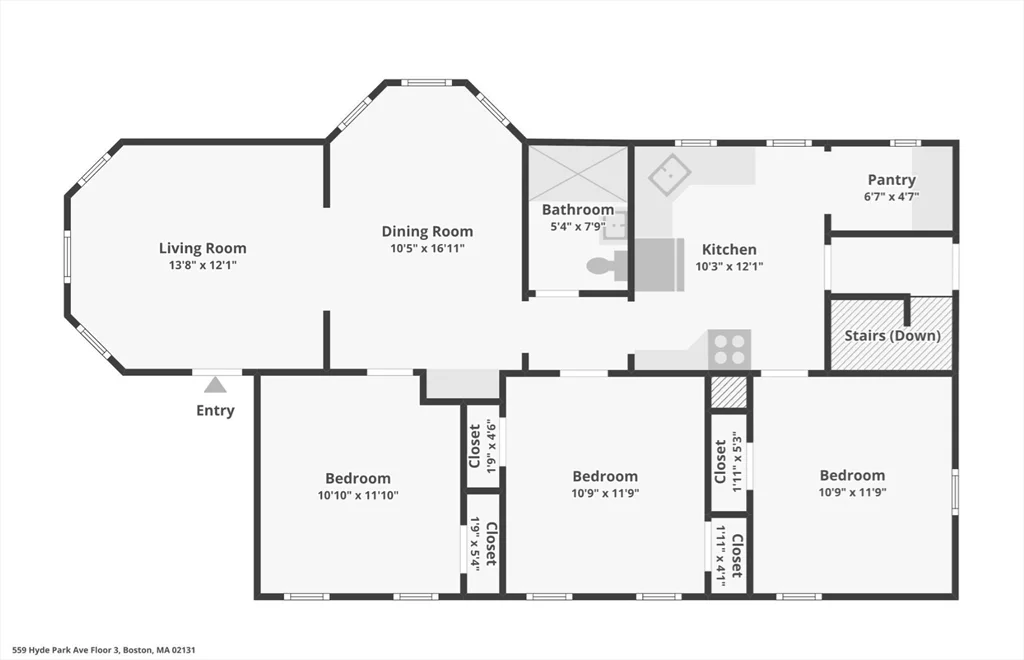 3 bed, 1 bath apartment for rent at 559 Hyde Park Ave Unit 3, Roslindale — photo 10 of 11