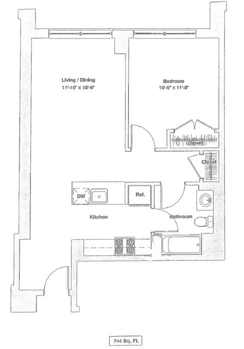 1 bed, 1 bath apartment for rent at 601 Albany St Unit 406, South End