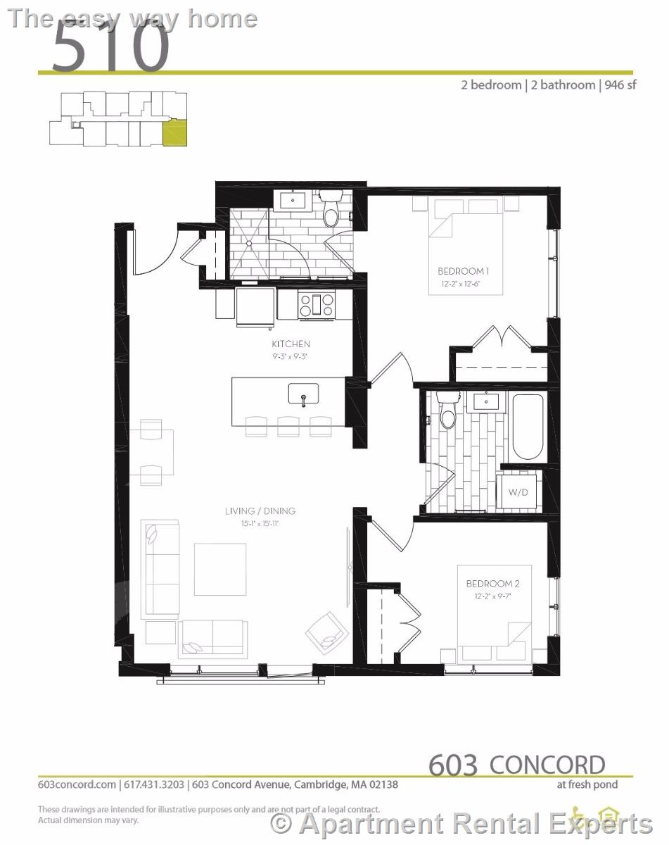 2 bed, 2 bath apartment for rent at 603 Concord Ave Unit 510, Fresh Pond — photo 5 of 8