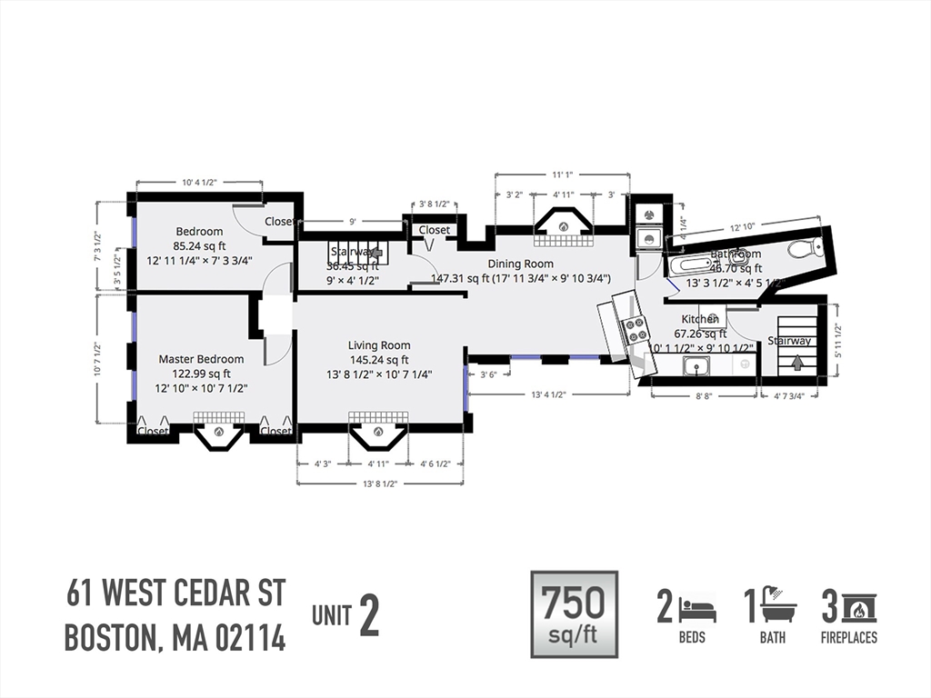 2 bed, 1 bath apartment for rent at 61 West Cedar St Unit 2, Beacon Hill — photo 37 of 37