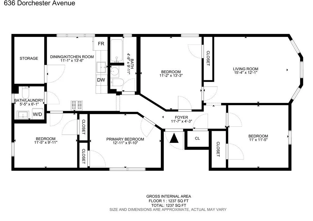 4 bed, 1 bath apartment for rent at 636 Dorchester Ave Unit 3, South Boston — photo 2 of 9