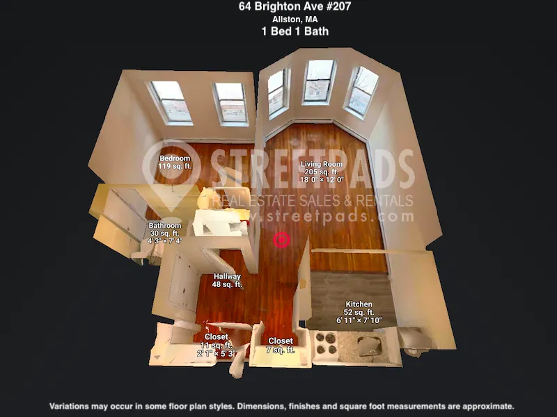 1 bed, 1 bath apartment for rent at 64 Brighton Ave Unit 207, Brighton