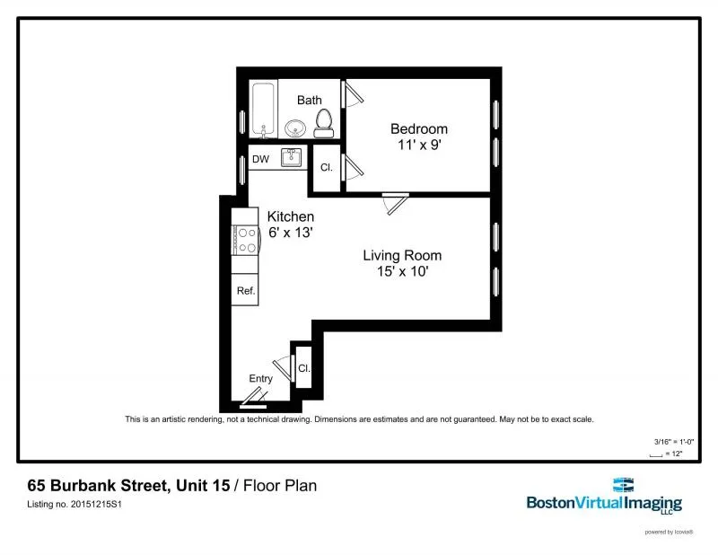 1 bed, 1 bath apartment for rent at 65 Burbank St Unit 15, Fenway — photo 12 of 13
