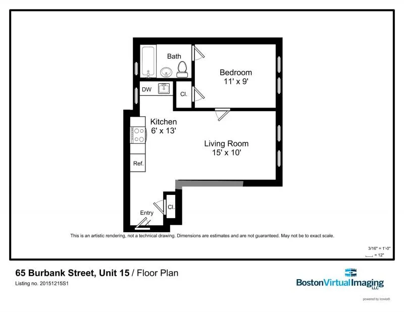 1 bed, 1 bath apartment for rent at 65 Burbank St Unit 15A, Fenway — photo 6 of 6
