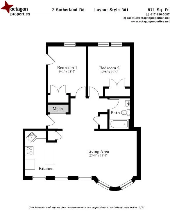 2 bed, 1 bath apartment for rent at 7 Sutherland Rd Unit 201, Brighton — photo 6 of 6