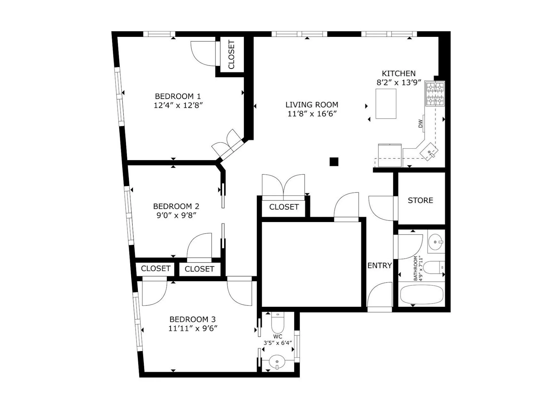 3 bed, 1.5 bath apartment for rent at 705 Massachusetts Ave Unit 8, South End — photo 12 of 14