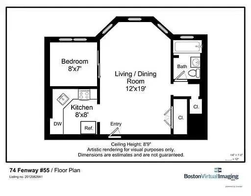 Studio bed, 1 bath apartment for rent at 74 Fenway Unit 55, Fenway — photo 6 of 6