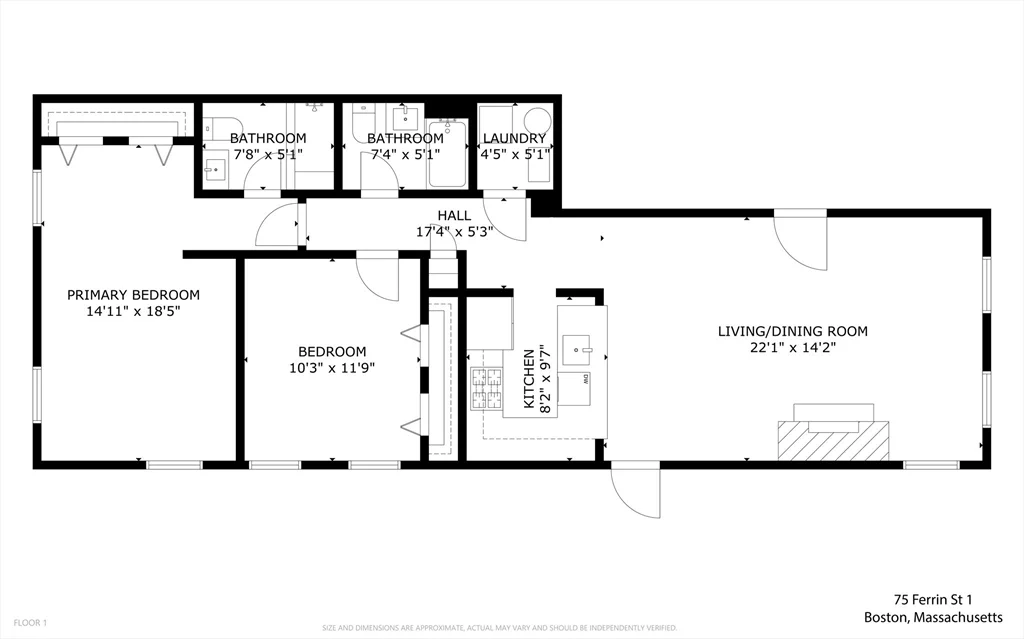 2 bed, 2 bath apartment for rent at 75 Ferrin Unit 1, Charlestown — photo 20 of 20