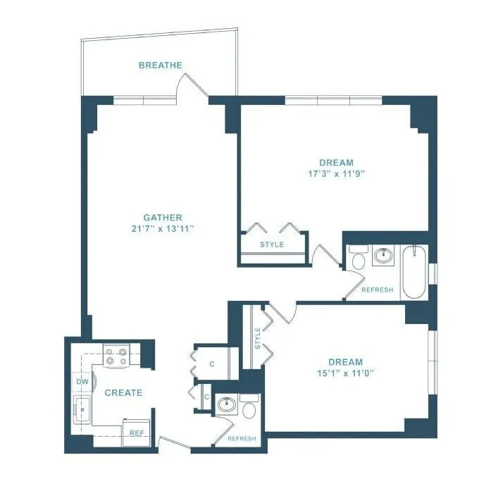 2 bed, 1.5 bath apartment for rent at 75 Saint Alphonsus St Unit 1402, Mission Hill — photo 3 of 3