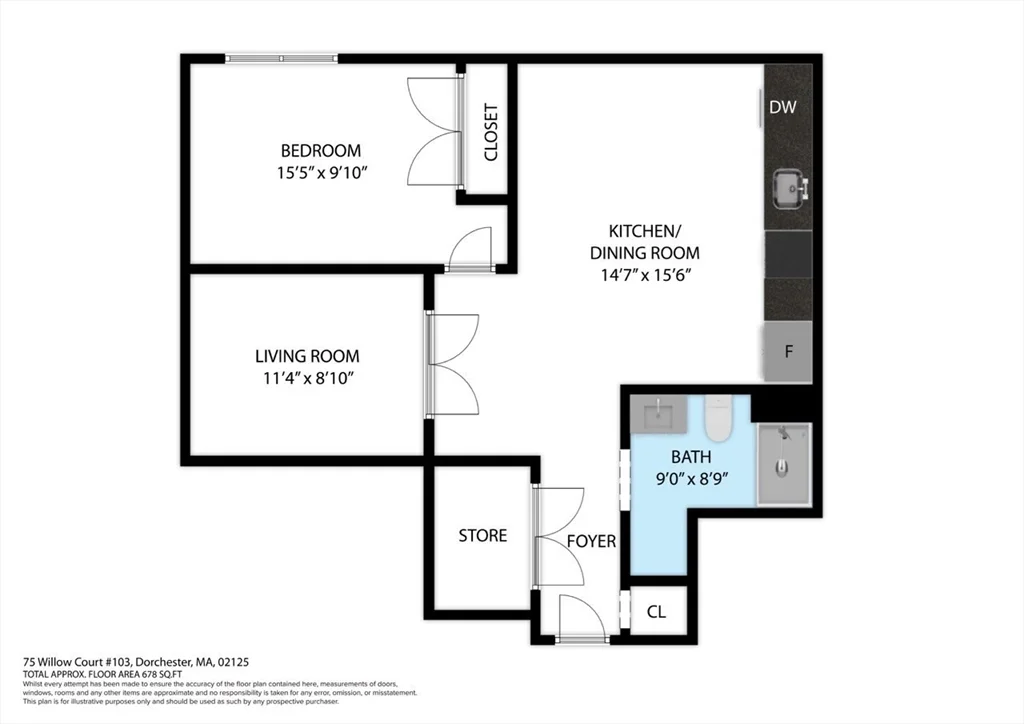 1 bed, 1 bath apartment for rent at 75 Willow Ct Unit 106, South Boston — photo 14 of 14