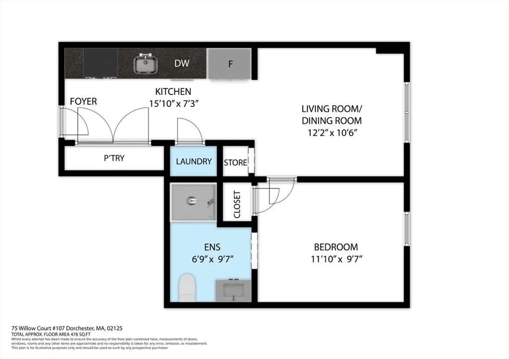 1 bed, 1 bath apartment for rent at 75 Willow Ct Unit 115, South Boston — photo 14 of 14