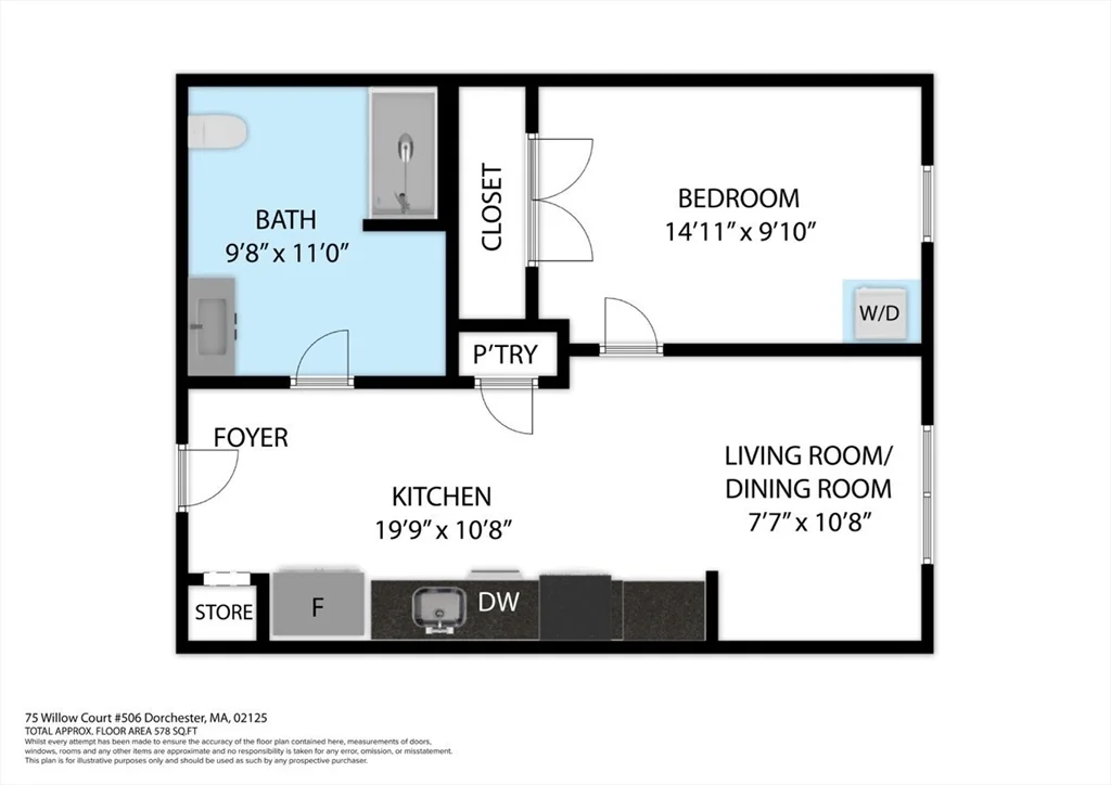 1 bed, 1 bath apartment for rent at 75 Willow Ct Unit 206, Dorchester — photo 14 of 23