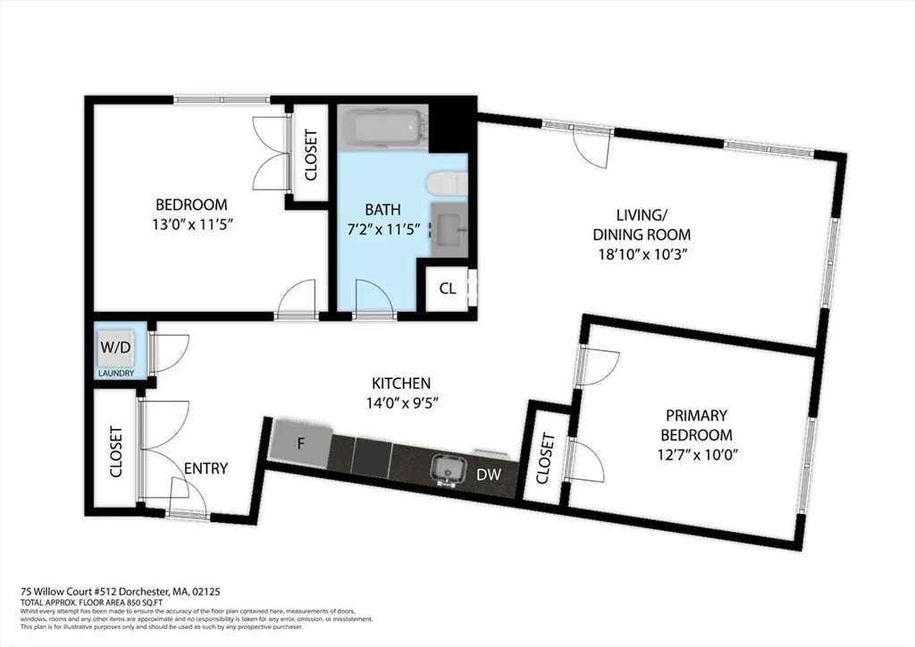 2 bed, 1 bath apartment for rent at 75 Willow Ct Unit 212, Dorchester — photo 14 of 14