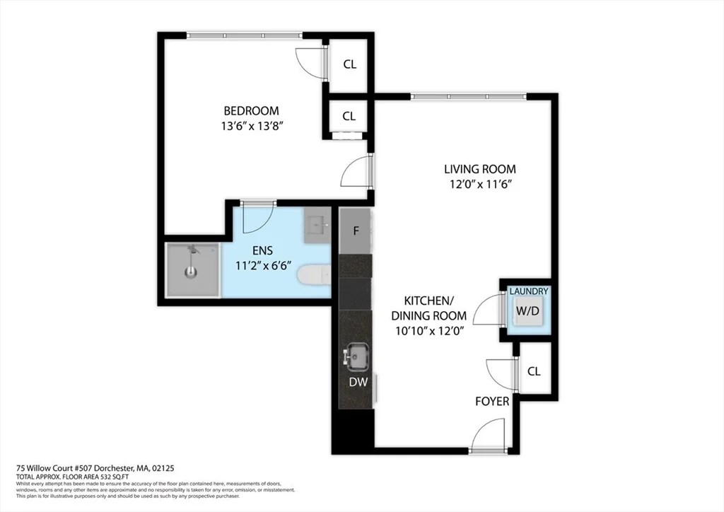 1 bed, 1 bath apartment for rent at 75 Willow Ct Unit 307, Dorchester — photo 14 of 14