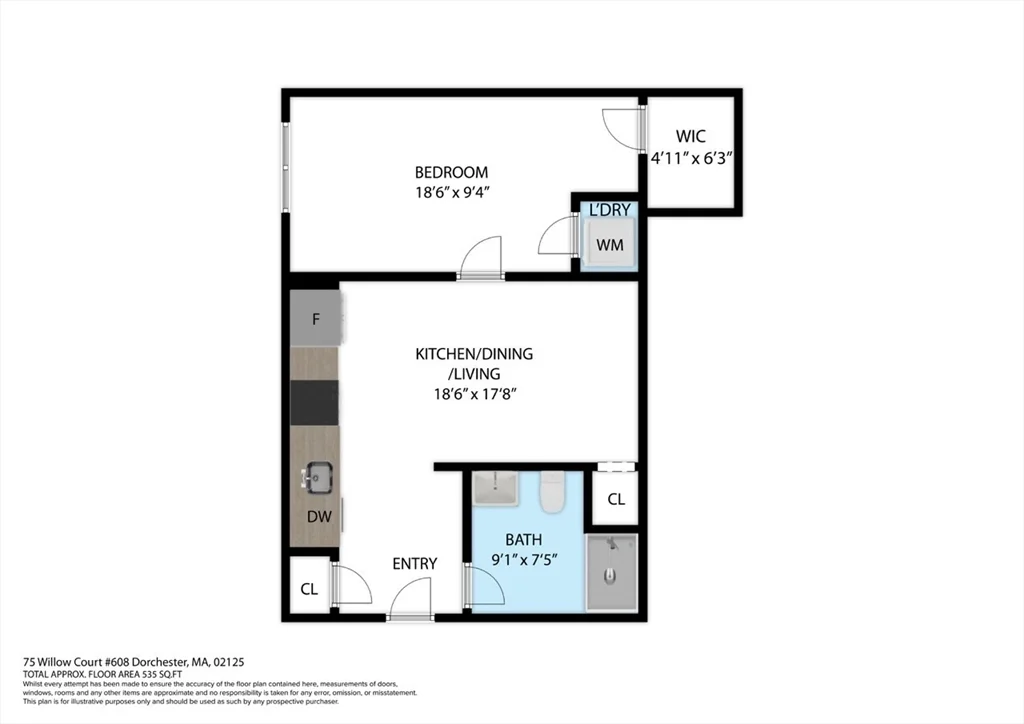 1 bed, 1 bath apartment for rent at 75 Willow Ct Unit 608, Dorchester — photo 22 of 22