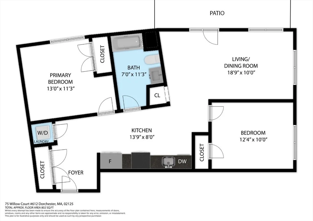 2 bed, 1 bath apartment for rent at 75 Willow Ct Unit 612, Dorchester — photo 14 of 14