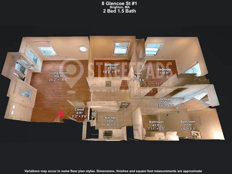 2 bed, 1.5 bath apartment for rent at 8 Glencoe St Unit 1, Oak Square