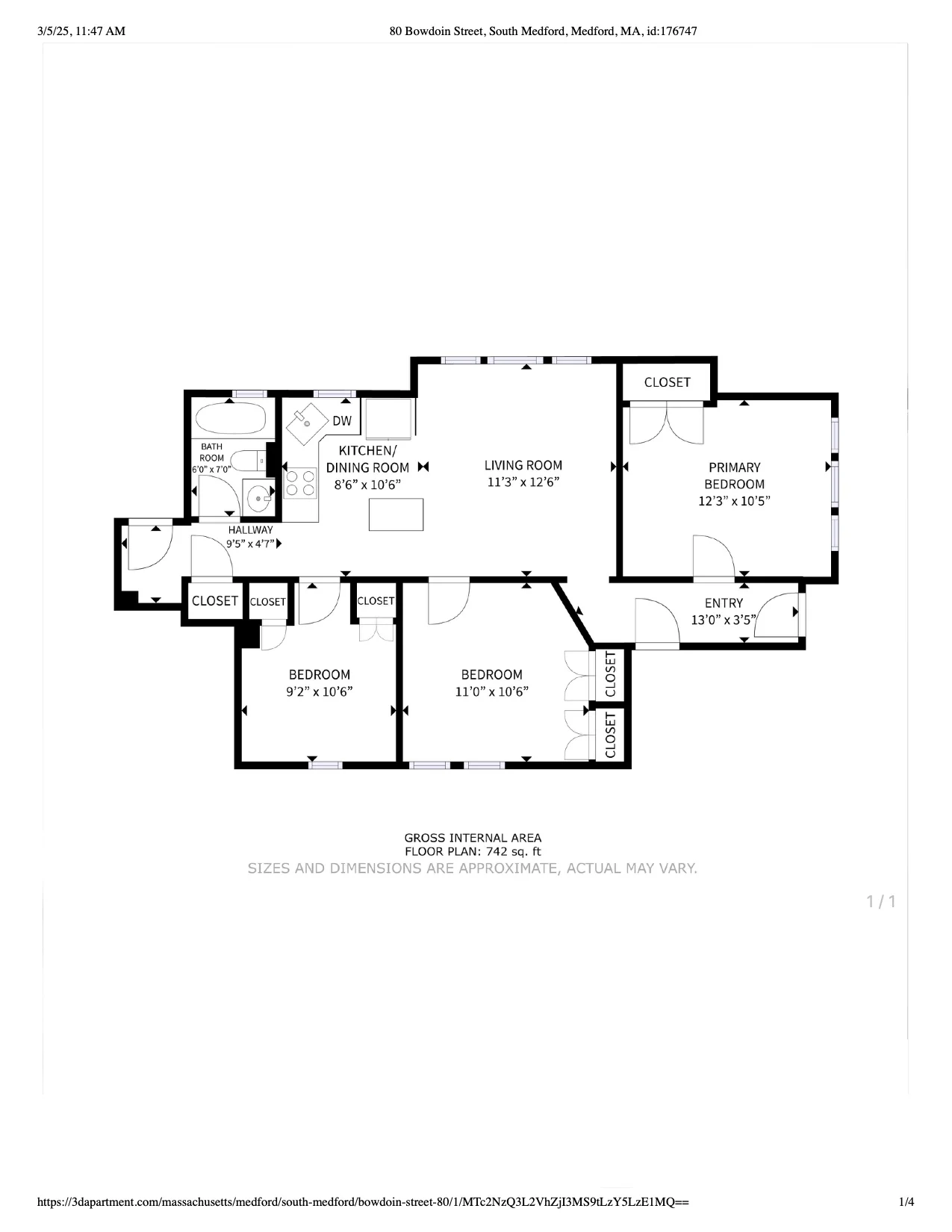 3 bed, 1 bath apartment for rent at 80 Bowdoin St Unit 1, South Medford — photo 23 of 23