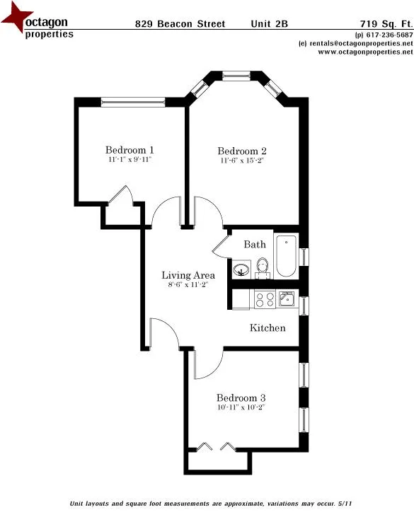 3 bed, 1 bath apartment for rent at 829 Beacon St Unit 2B, Fenway — photo 9 of 9