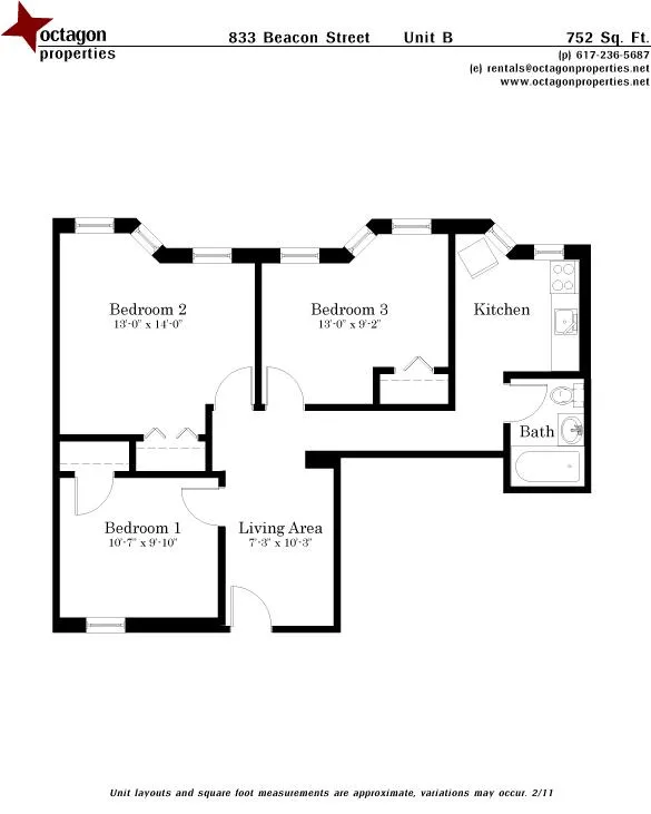 3 bed, 1 bath apartment for rent at 833 Beacon St Unit B, Fenway — photo 6 of 6