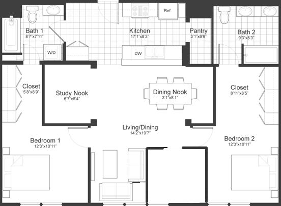 2 bed, 2 bath apartment for rent at 87 New St Unit A111, Neighborhood Nine — photo 6 of 15