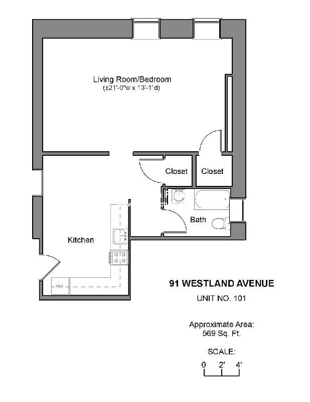 2 bed, 1 bath apartment for rent at 91 Westland Ave Unit 101, Fenway — photo 8 of 9