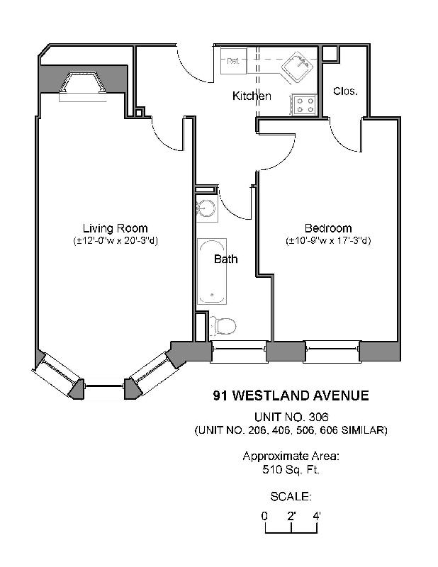1 bed, 1 bath apartment for rent at 91 Westland Ave Unit 506, Fenway — photo 1 of 6
