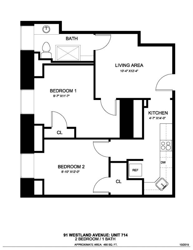 2 bed, 1 bath apartment for rent at 91 Westland Ave Unit 714, Fenway — photo 10 of 10