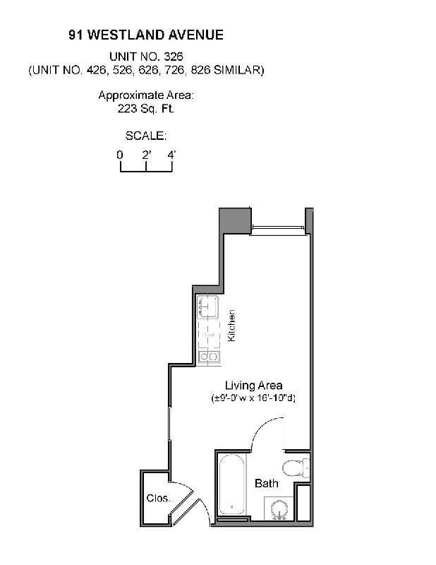 Studio bed, 1 bath apartment for rent at 91 Westland Ave Unit 726, Fenway — photo 2 of 4