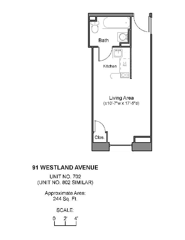 Studio bed, 1 bath apartment for rent at 91 Westland Ave Unit 802, Fenway — photo 16 of 16