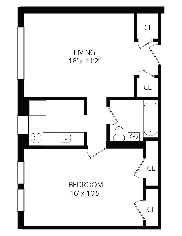 1 bed, 1 bath apartment for rent at 95 Adams St Unit 95-02, South Side — photo 8 of 9
