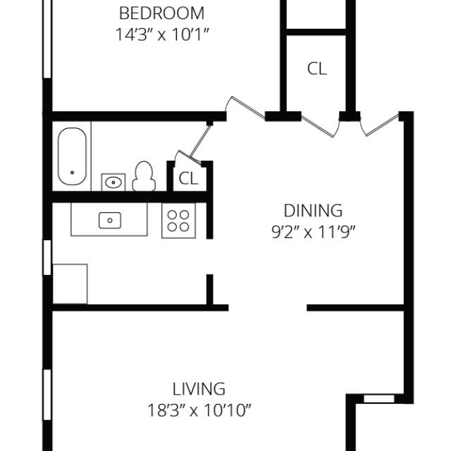 1 bed, 1 bath apartment for rent at 95 Adams St Unit 95-07, South Side — photo 2 of 16