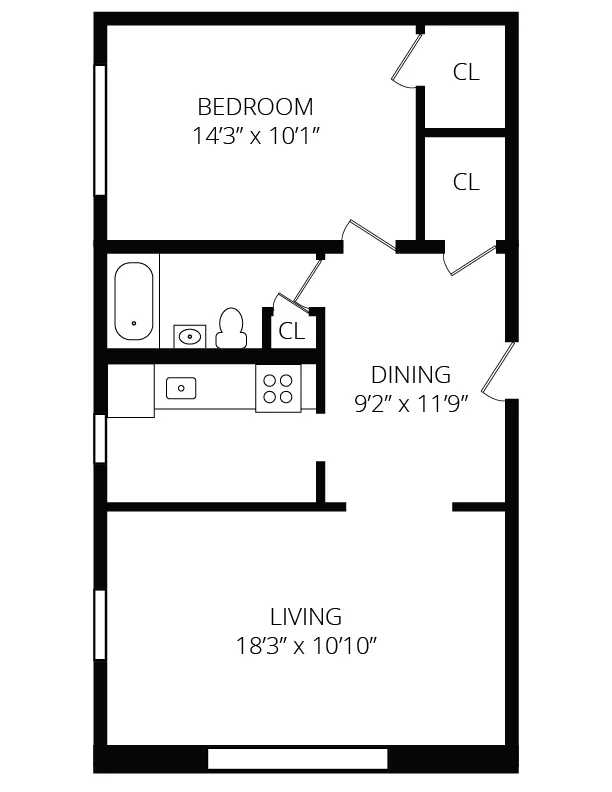 1 bed, 1 bath apartment for rent at 95 Adams St Unit 95-14, South Side — photo 7 of 8