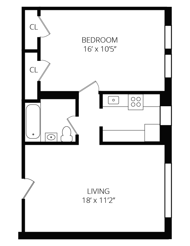 1 bed, 1 bath apartment for rent at 95 Adams St Unit 95-16, South Side — photo 8 of 9