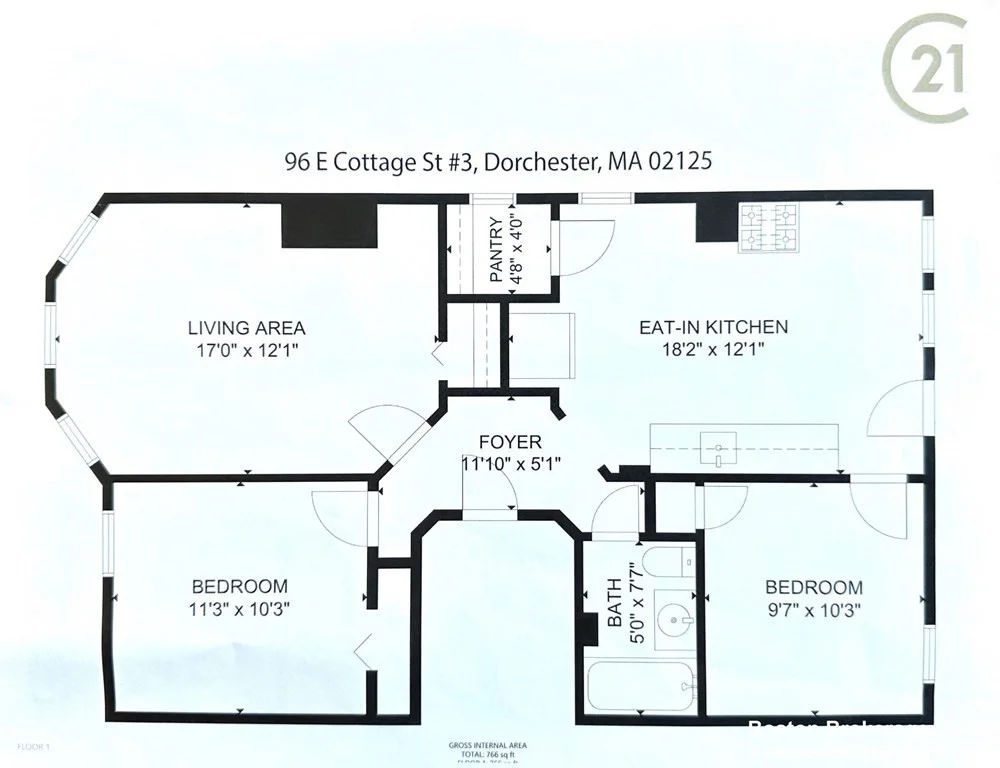 2 bed, 1 bath apartment for rent at 96 Cottage St Unit 1, Boston — photo 8 of 8