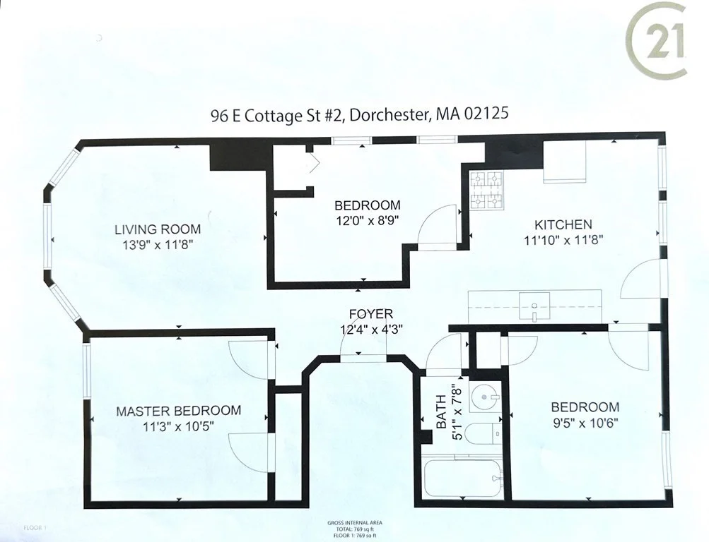 2 bed, 1 bath apartment for rent at 96 East Cottage Unit 3, Boston — photo 6 of 6