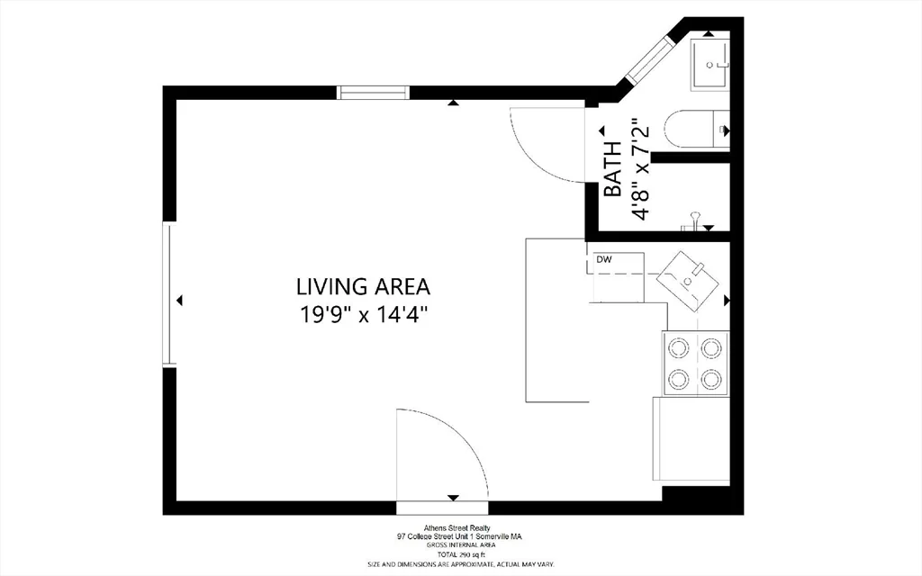 Studio bed, 1 bath apartment for rent at 97 College Ave Unit 1, Davis Square — photo 15 of 15