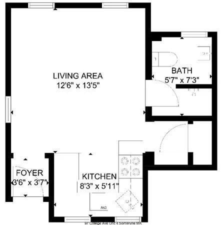 Studio bed, 1 bath apartment for rent at 97 College Ave Unit 5, Powder House Square — photo 12 of 19