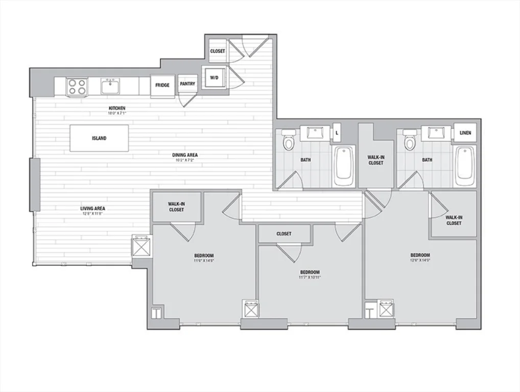 3 bed, 2 bath apartment for rent at 99 Kneeland St Unit 2001, Chinatown — photo 12 of 12